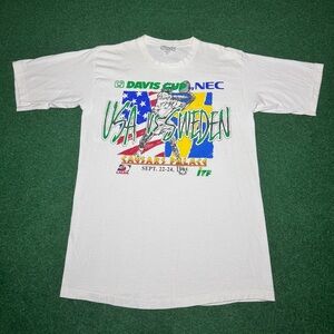 USTA Tennis USA Vintage Ceasars Palace 90s Davis Cup L/XL 21x32 T Shirt